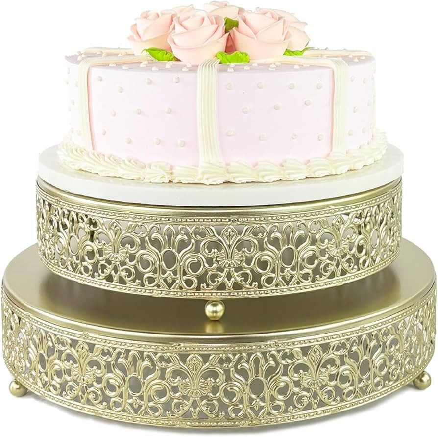 2 Pcs Metal Cake Stand,10" 12" Large Round Cupcake Dessert Stand Cake Display Holder Decor for We... | Amazon (US)