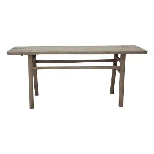 Medium Vintage Console Table with Regular Top, about 5-6 Feet Long, Weathered Natural Wood Finish... | Bed Bath & Beyond