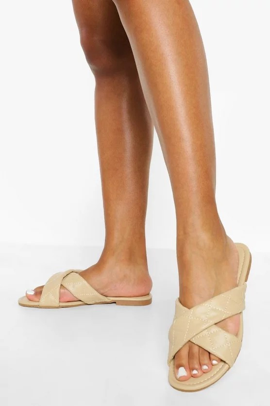 Wide Fit Crossover Quilt Mule | Boohoo.com (US & CA)