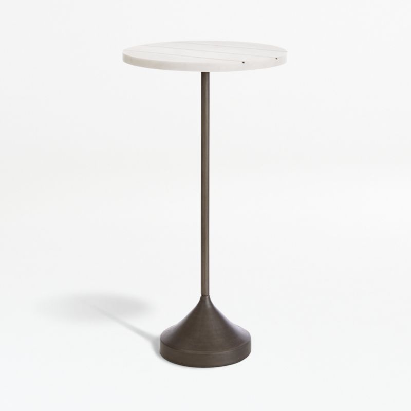 Prost Tall Brass and Marble Round Drink Table + Reviews | Crate & Barrel | Crate & Barrel