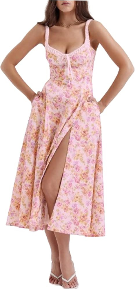 Milkmaid Dress Cottagecore Dress Floral Dress Puff Sleeve Dress Ruched Dresses Short Dress V Neck... | Amazon (US)