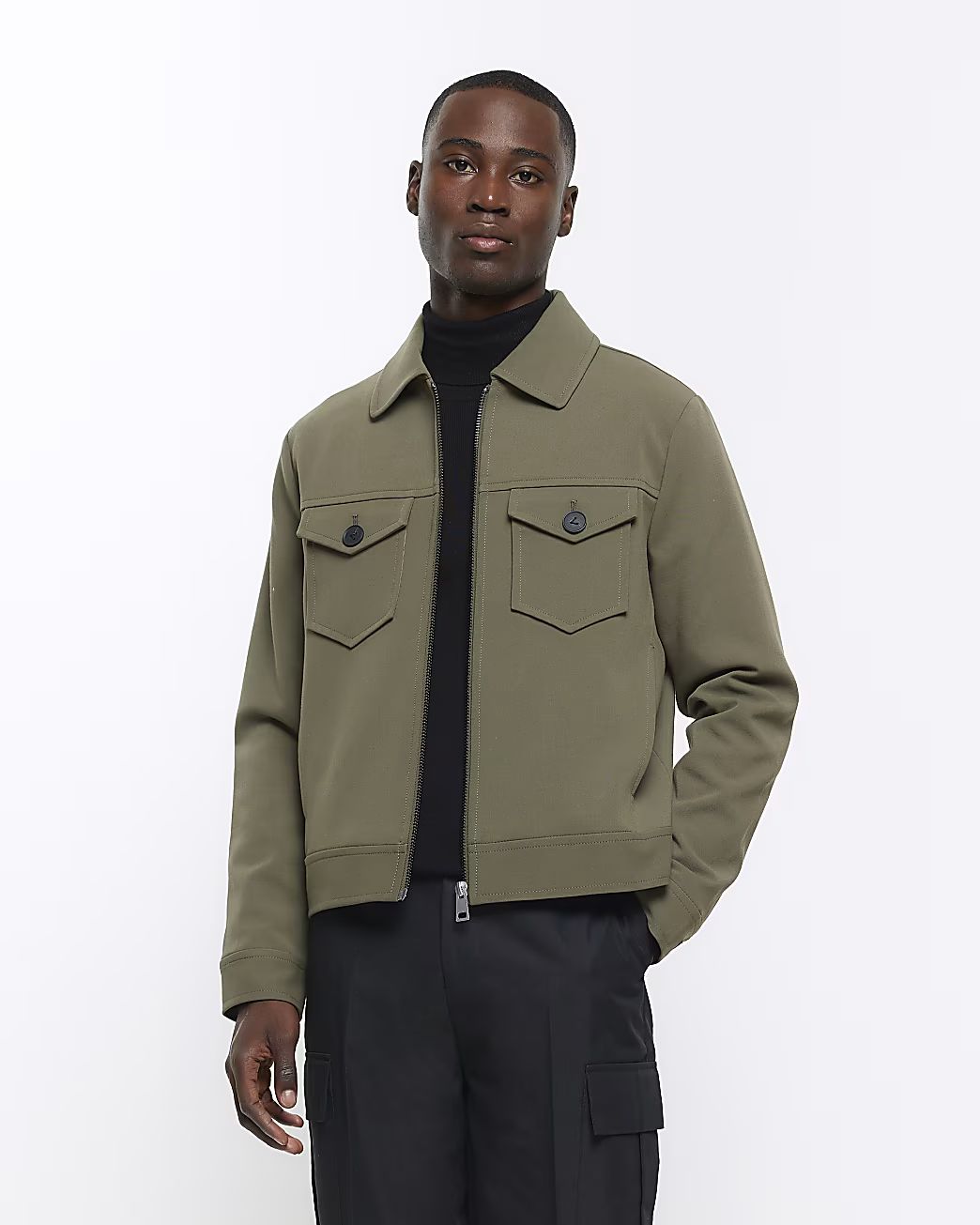 Green regular fit western jacket | River Island (UK & IE)