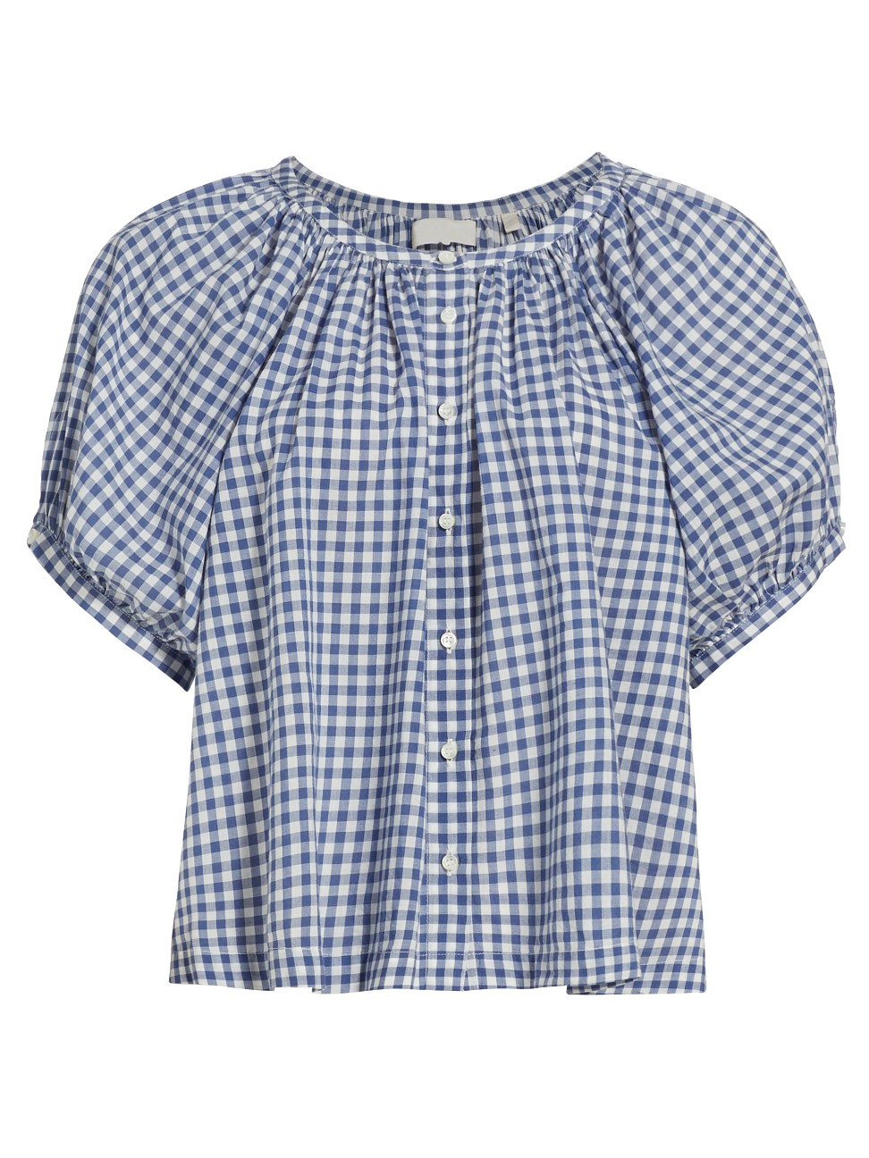 Women's June Gingham Puff-Sleeve Top - Blue Gingham - Size XL | Saks Fifth Avenue