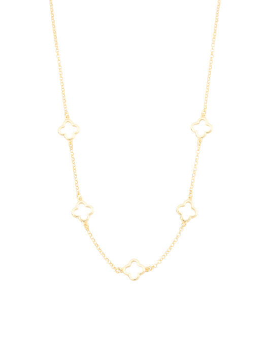 Made In Italy 18kt Gold Plated Multi Open Clover Necklace | TJ Maxx