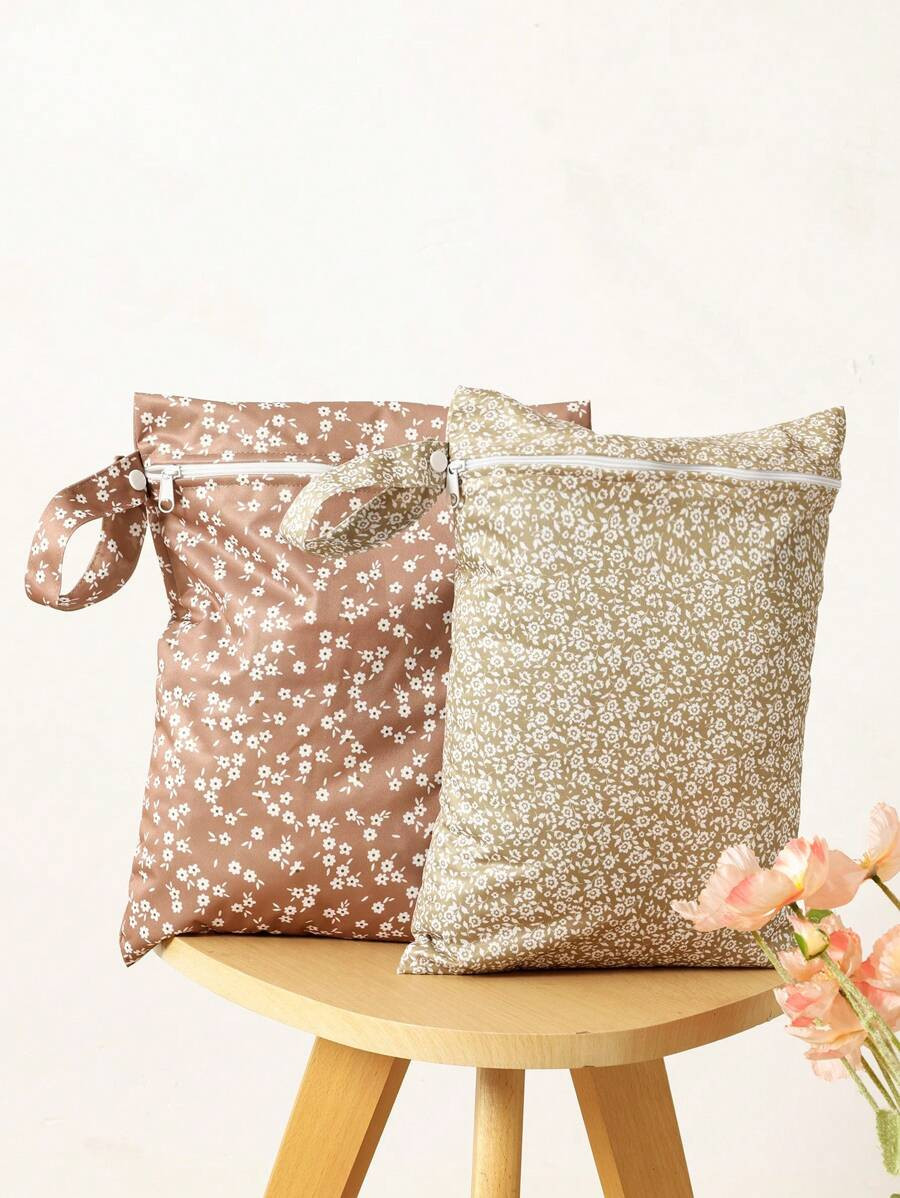 2PCS Flower Design Waterproof Storage Handbag Beach Wet Bag Baby Shower Family Decorations Gifts | SHEIN