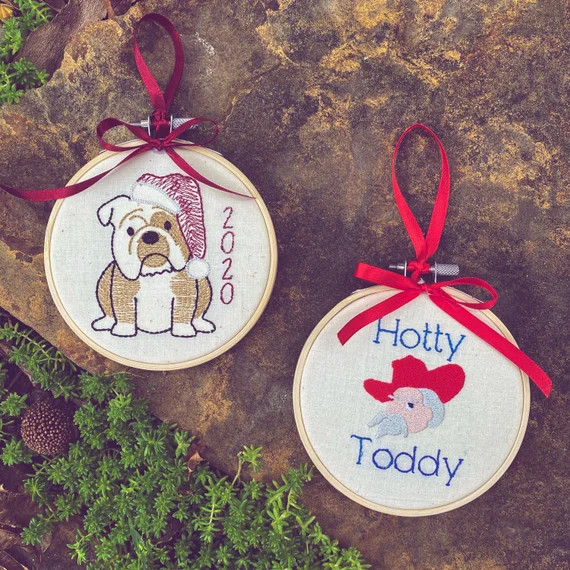Ole Miss or MSU Embroidery Hoop Christmas Ornament | Etsy (US)