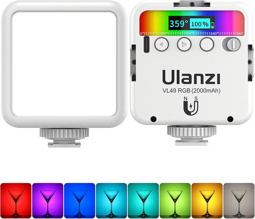 ULANZI VL49 RGB Video Lights White, LED Camera Light 360° Full Color Portable Photography Lighti... | Amazon (US)