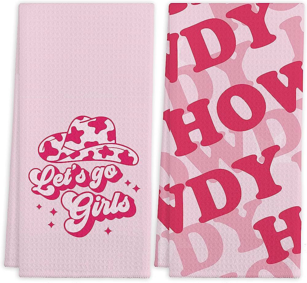 Hot Pink Preppy Howdy Cowgirl Hat Let's Go Girl Bath Towels Tea Towels,16 X 24 Inches Cotton Mode... | Amazon (US)