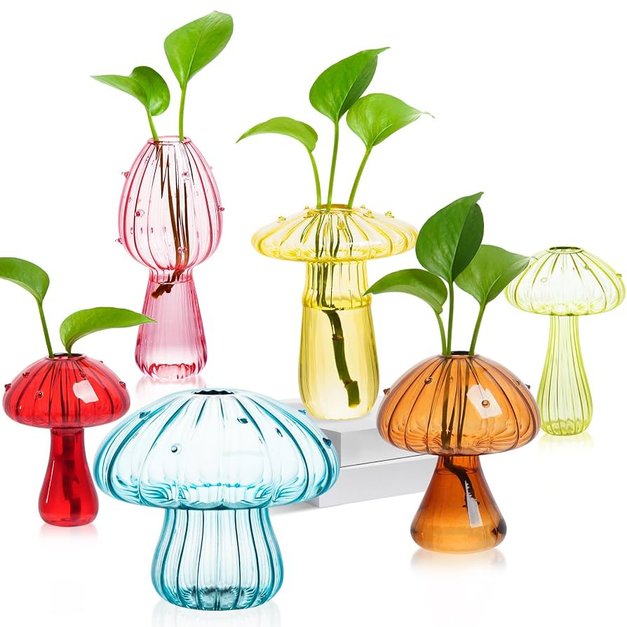 Plant Propagation Station, Set of 6 Colored Mushroom Vase, Propagation Stations, Small Plant Terr... | Amazon (US)