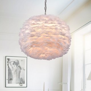 Life White Feather and Chrome 18-inch Pendant LampImage Gallery1 / 3Tap to ZoomPrice InformationA... | Bed Bath & Beyond