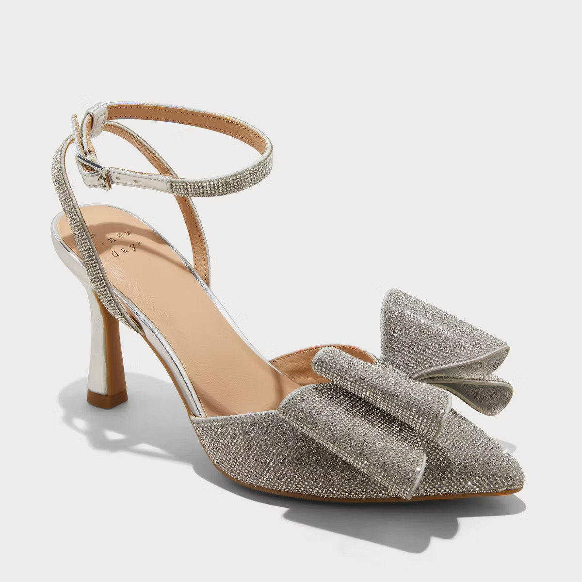 Women's Julia Rhinestone Bow Heels with Memory Foam Insole - A New Day™ | Target