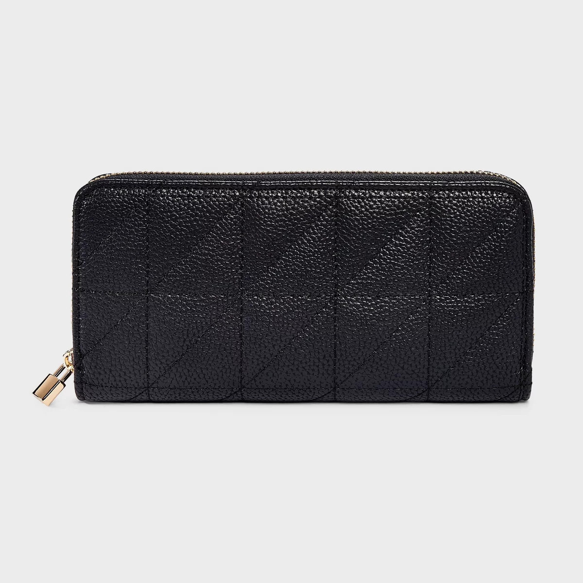 Large Quilted Zip Wallet with Charm - A New Day™ Black | Target
