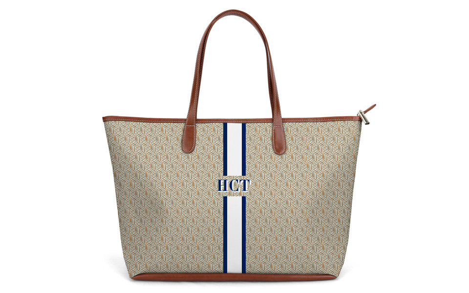 St. Anne Zippered Tote - Monogram Stripe | Barrington Gifts
