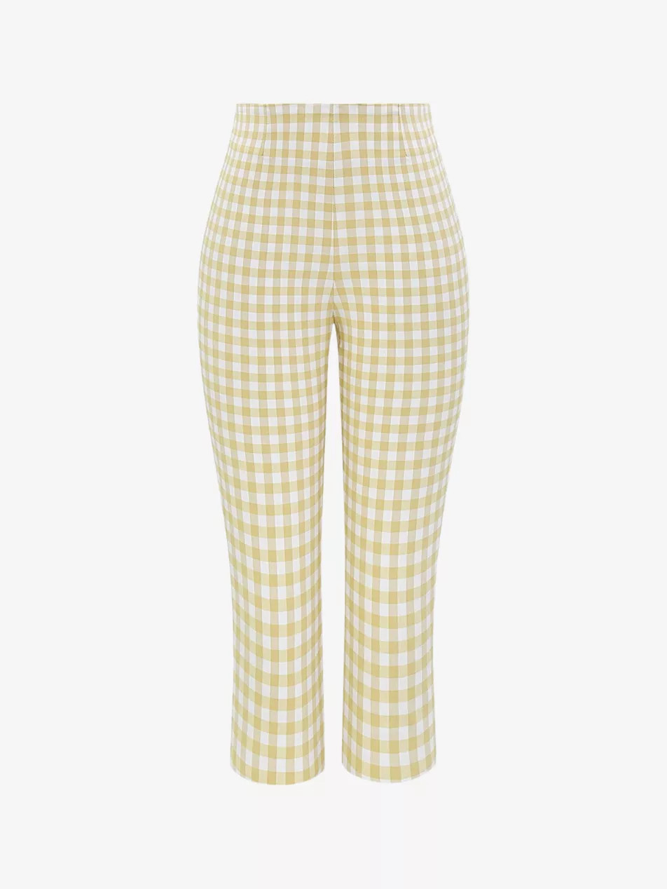 Carella gingham-print high-rise stretch-woven capri trousers | Selfridges