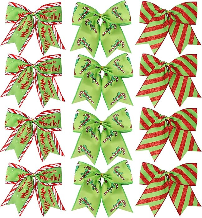 12 Pcs Red Green Christmas Bows,6 Inch Large Wreaths Bows for Tree Gift Wrapping Garland,Christma... | Amazon (US)