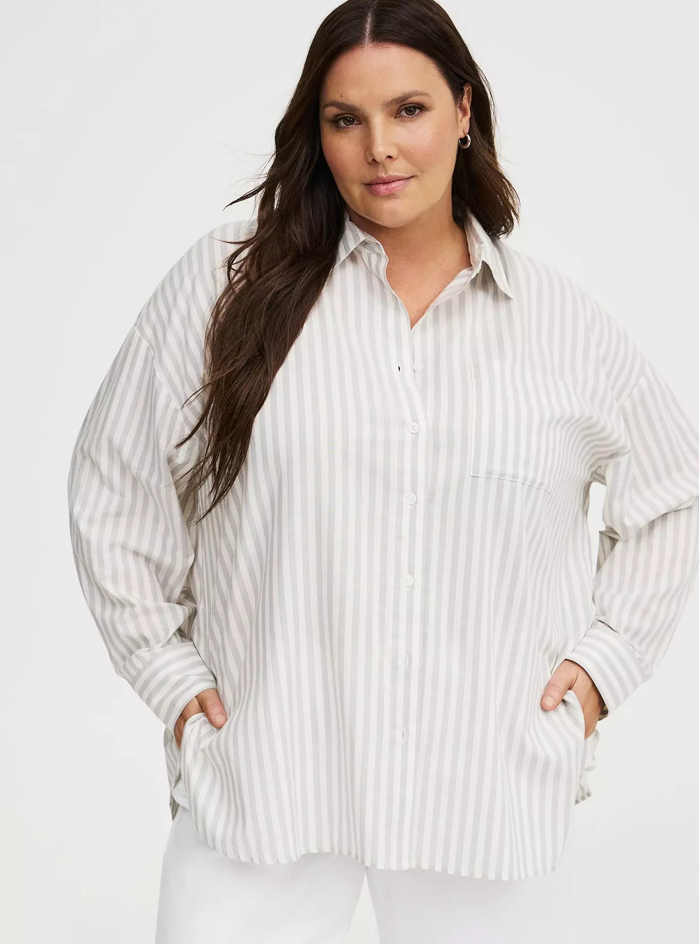 Drop-Shoulder Button-Down Shirt | Torrid (US & Canada)