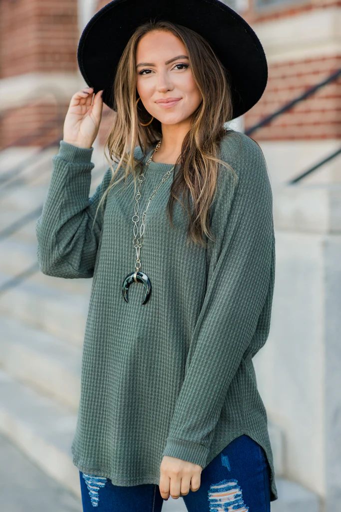 Easy Like Sunday Olive Green Waffle Tunic | The Mint Julep Boutique