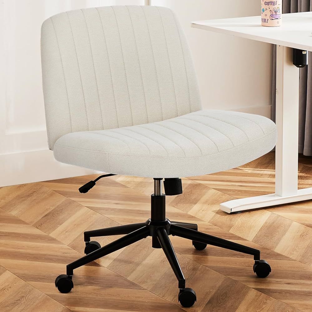DUMOS Criss Cross Chair with Wheels, Cross Legged Office Chair Armless Wide Desk Chair with Dual-... | Amazon (US)