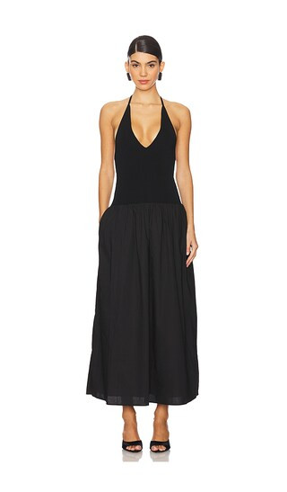 Aliah Halter Midi Dress in Black | Revolve Clothing (Global)