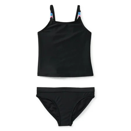 Wonder Nation Girls Everyday Tankini Swim Set with UPF 50+ 2-Piece Sizes 4-18 & Plus | Walmart (US)