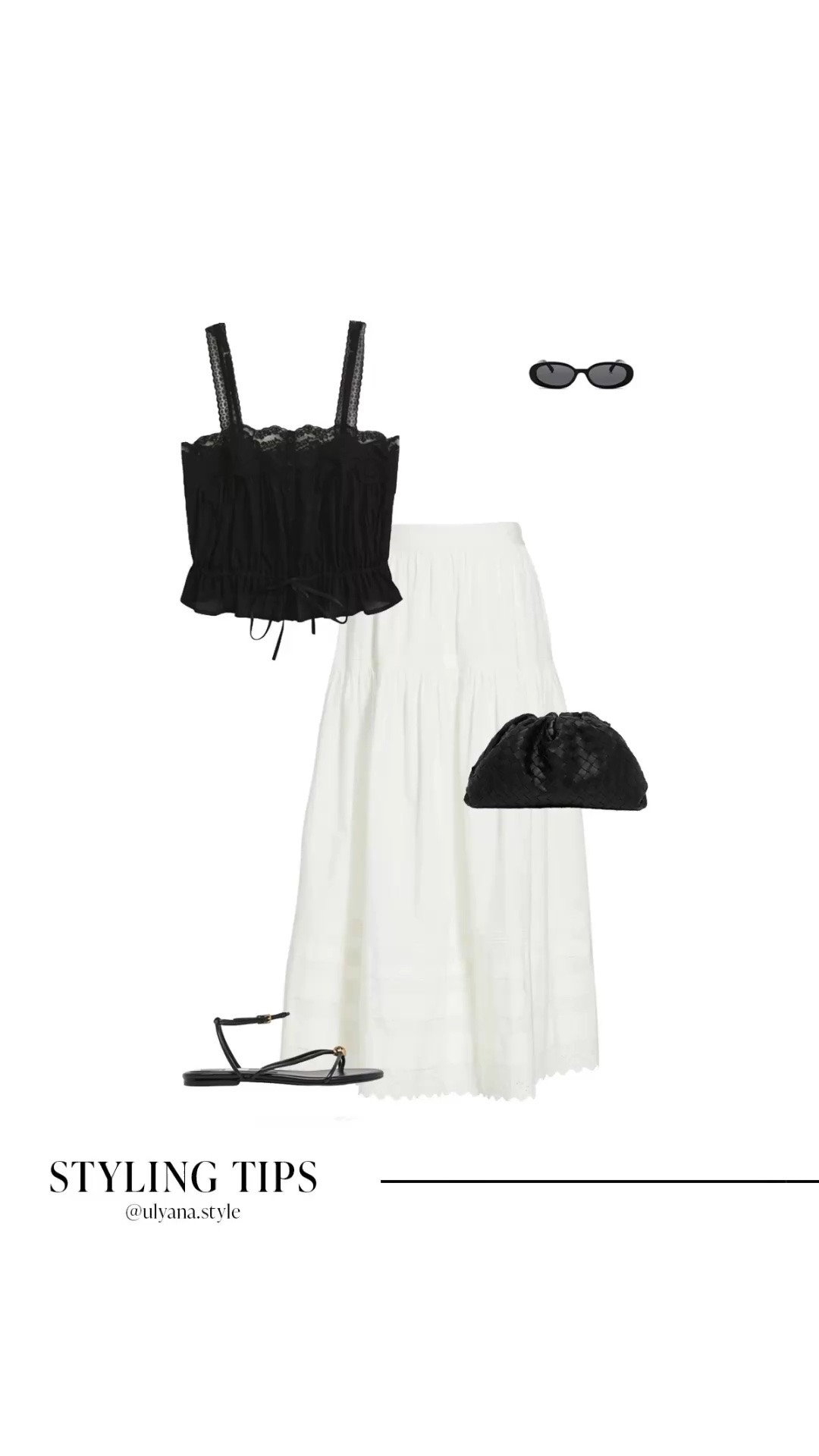 European summer outfit but make it effortless 🤍 Loving this black lace cami top with a white midi skirt for a chic vacation dinner outfit, coastal summer look, or elevated everyday outfit. Styled with flat strappy sandals, a woven clutch, and oval sunglasses for that quiet luxury aesthetic. Perfect for summer in Europe, brunch, date night, beach vacation dinners, or walking around the city.

Summer outfits | date night outfits | date night tops | summer tops | cute tops | white skirt outfit | long white skirt | maxi skirt outfit | white midi skirt outfit | lace top outfit | black sandals | sandals for Europe | European summer outfit | coastal chic outfit | dinner outfit | classy summer outfit | feminine outfit ideas | black strappy sandals

#LTKdayinmylife #LTKgrwm #LTKootd #LTKSeasonal #LTKU #LTKSaleAlert #LTKPetite #LTKTravel #LTKWorkwear