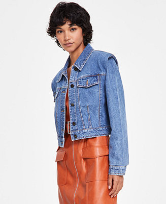 Women's Cotton Flange-Shoulder Crop Jacket | Macy's