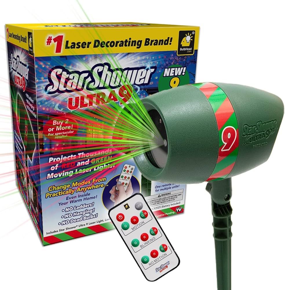 Star Shower Ultra 9 Outdoor Laser Light Show with Remote, AS-SEEN-ON-TV, New 9 Unique Patterns, S... | Amazon (US)