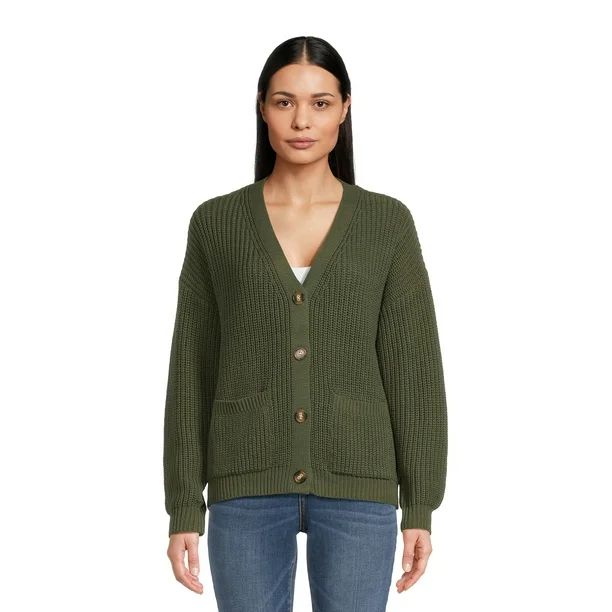 Time and Tru Women's Midweight Boyfriend Cardigan | Walmart (US)