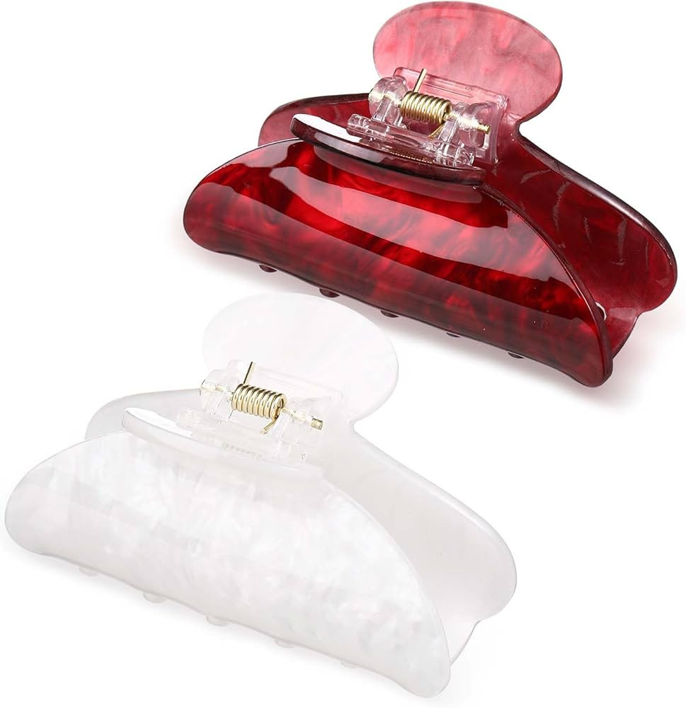 2 PC Hair Claw Clips for Women Acrylic for Thick and Thin Hair with Rhinestone Red Cherry Birthda... | Amazon (US)