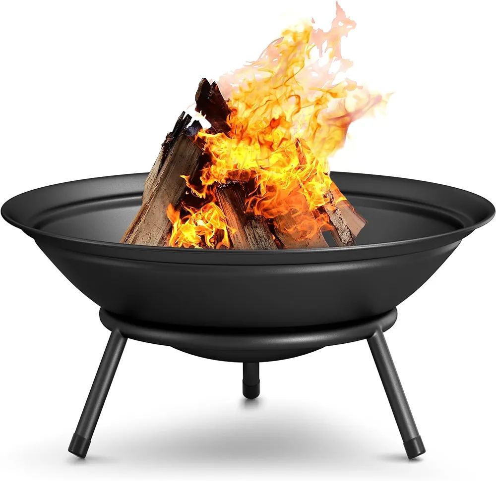 AMAGABELI GARDEN & HOME Fire Pit Outdoor Wood Burning Fire Bowl 22.6in with A Drain Hole Fireplac... | Amazon (US)