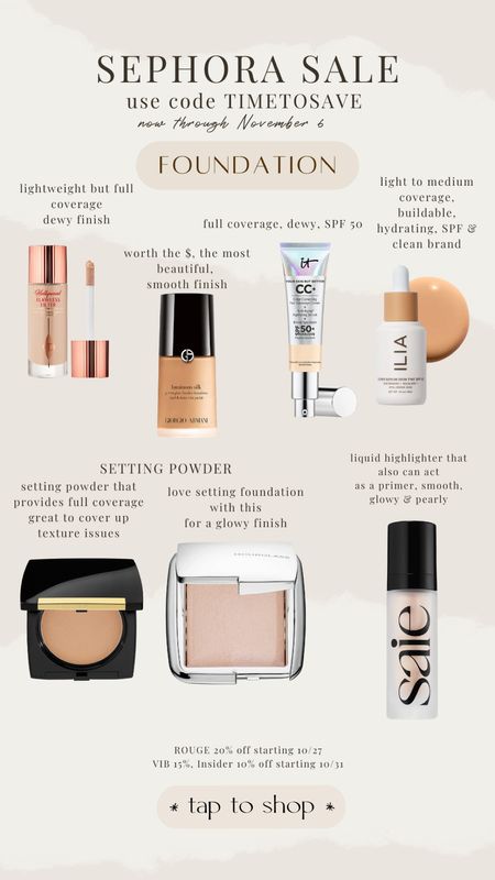 Sephora sale foundation picks 

#LTKHolidaySale #LTKsalealert #LTKGiftGuide