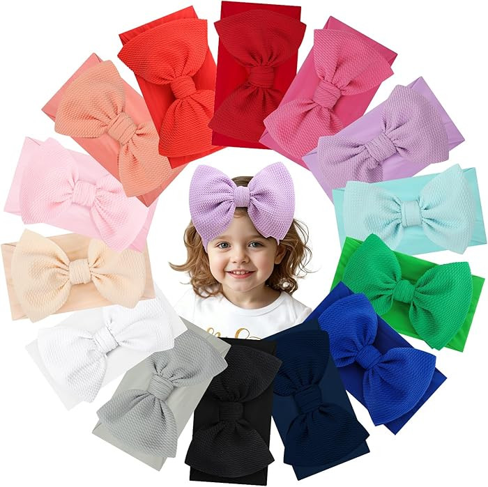 YanJie Infant, Newborn & Toddler Hair Accessories - Pretty Bow Headbands in Pink, Red & Blue | Amazon (US)