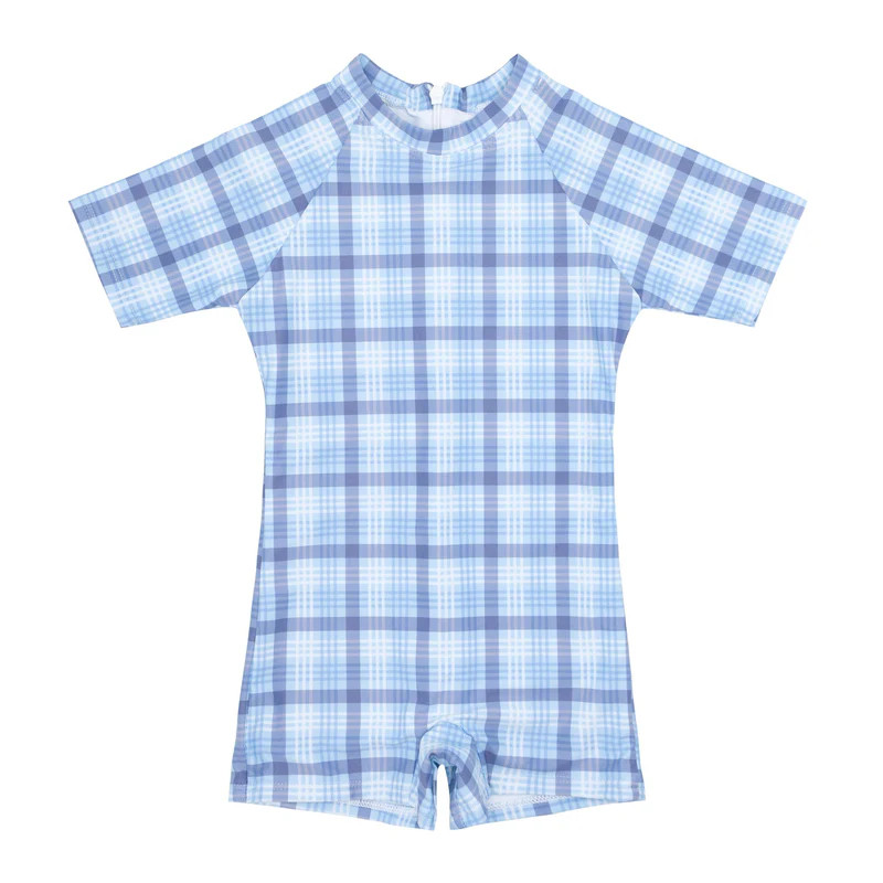 boys maritime plaid rashguard one piece | minnow