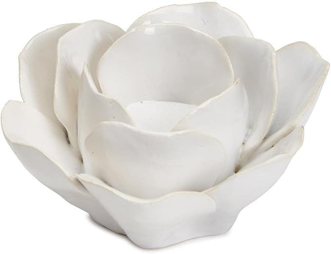 Two's Company La Vie En Blanc Rose Tealight Candleholder - Porcelain | Amazon (US)