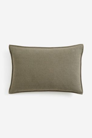 Linen-blend Cushion Cover - Dark khaki green - Home All | H&M US | H&M (US + CA)