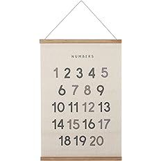 Bon et Beau 16 x 24 Inch Embroidered Number Poster with Wood Poster Hanger - Neutral Gray Wall D... | Amazon (US)