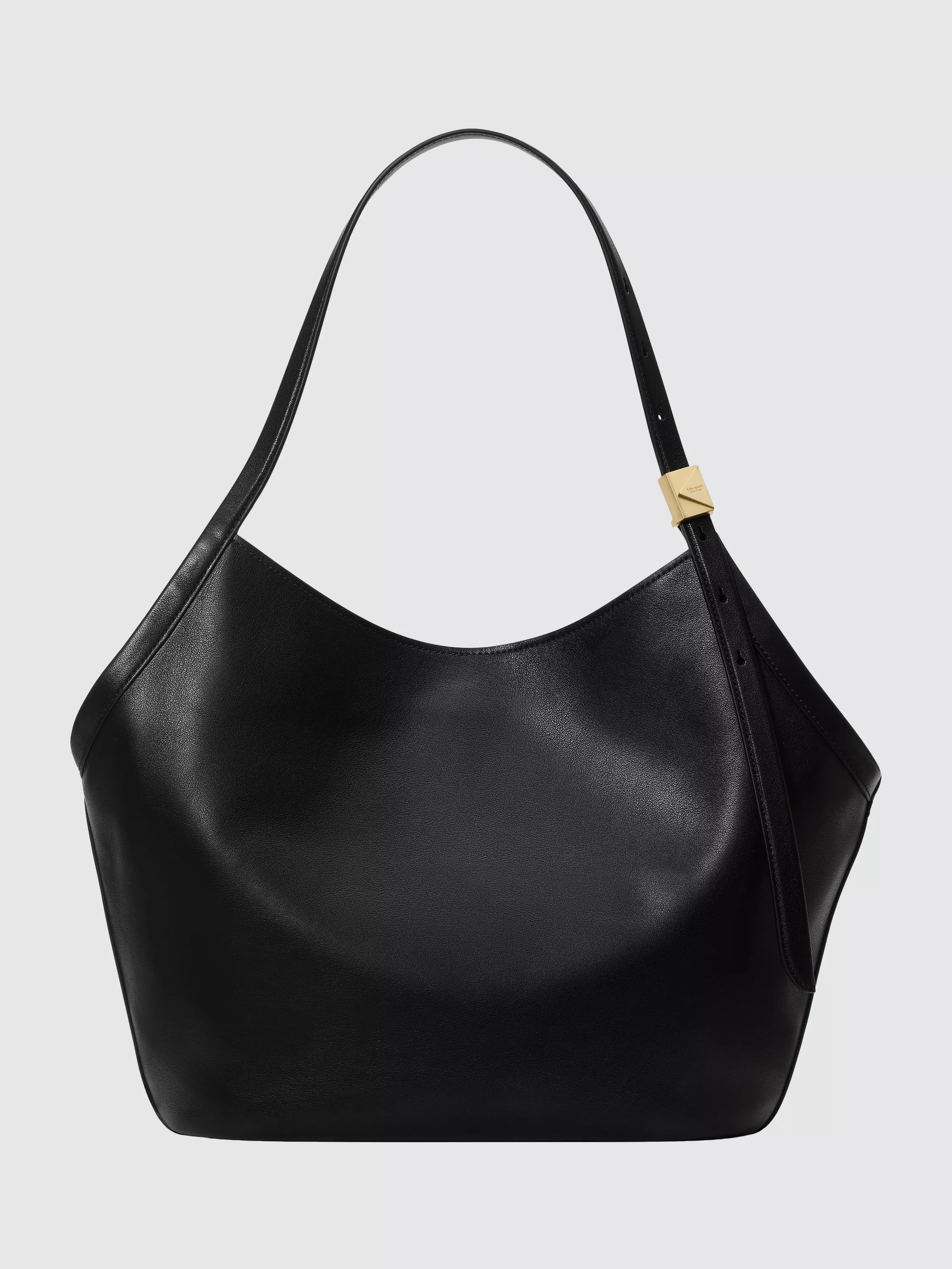 kate spade new york Deco Tulip Leather Tote Bag, Black | John Lewis (UK)