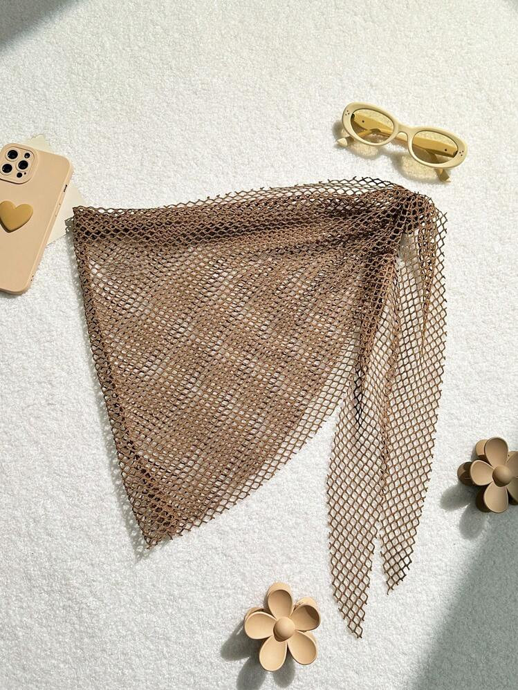 Swim Vcay Summer Beach Women's Fishnet Side Tie Cover Up Skirts | SHEIN