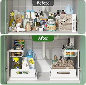REALINN Under Sink Organizer, Pull Out Cabinet Organizer 2 Tier Slide Out Sink Shelf Cabinet Stor... | Amazon (US)