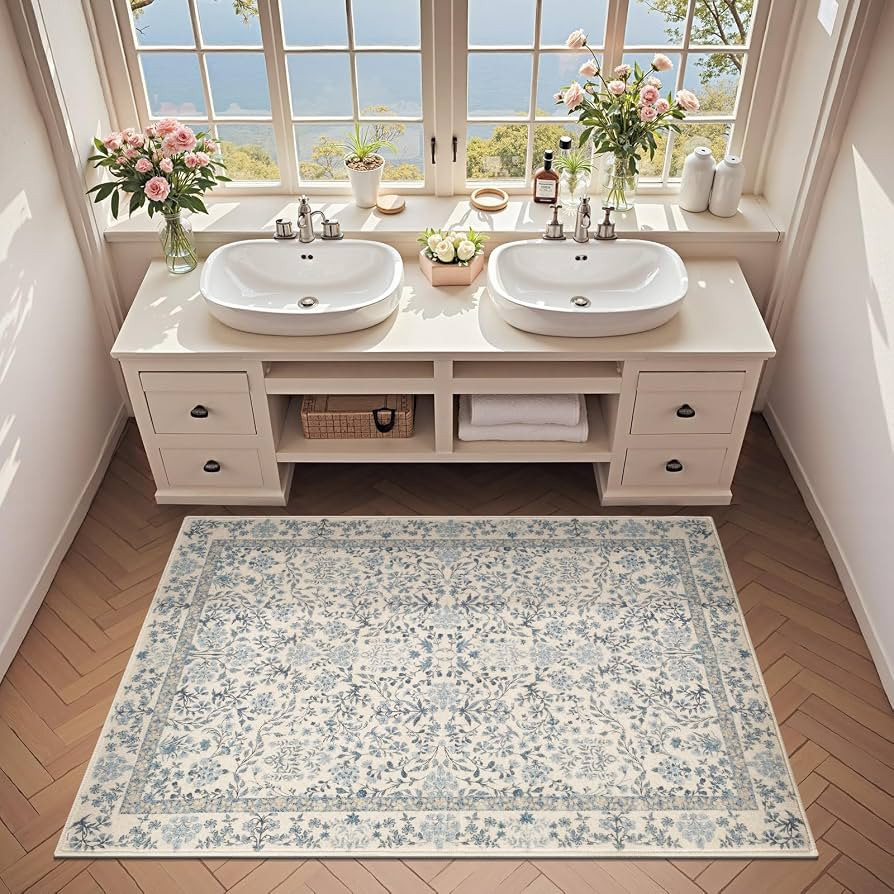 jinchan Zenith Floral 3x5 Area Rug Machine Washable Soft Low-Pile Non-Slip Vintage Botanical Aest... | Amazon (US)