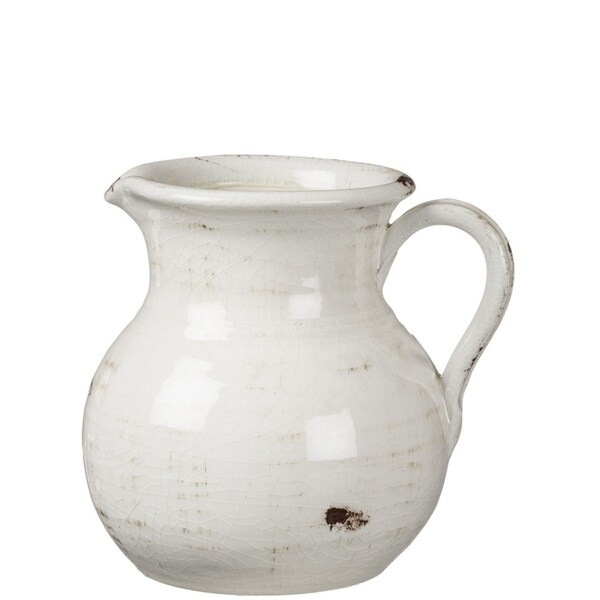 Distressed White Ceramic Pitcher | Bed Bath & Beyond