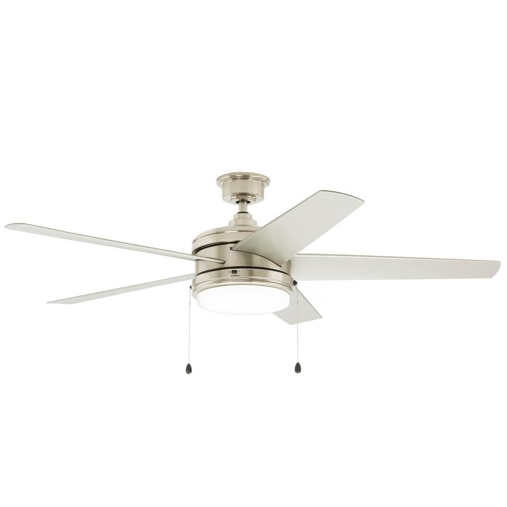 Portwood 60 in. LED Indoor/Outdoor Brushed Nickel Ceiling Fan | The Home Depot