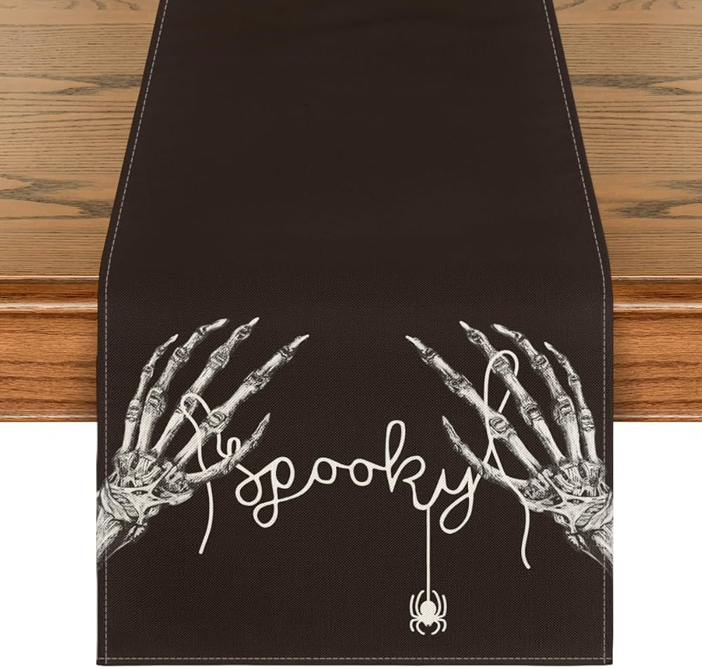 Artoid Mode Skeleton Hand Spooky Halloween Table Runner, Seasonal Fall Spider Kitchen Dining Tabl... | Amazon (US)