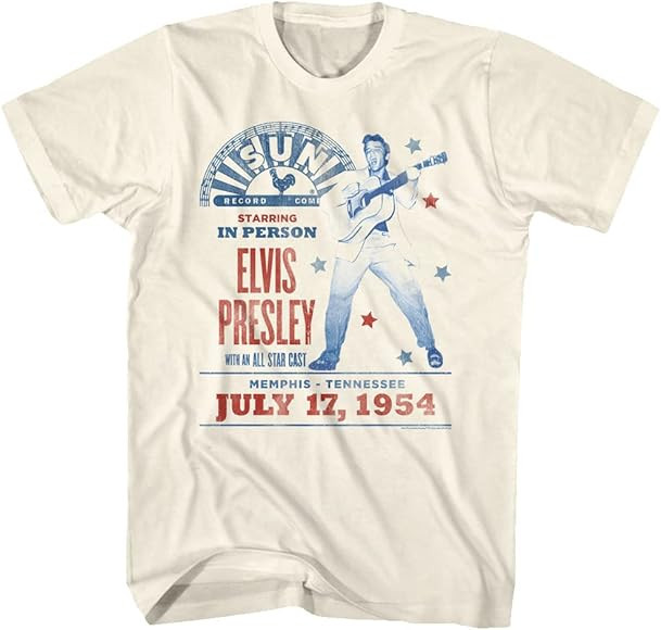 Elvis Sun Records T Shirt Adult Short Sleeve T Shirt Vintage Style Graphic Tee | Amazon (US)