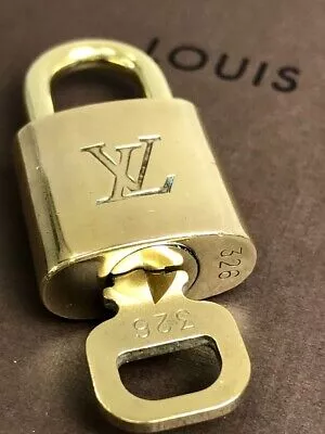 LOUIS VUITTON PadLock Lock & Key Brass Gold Authentic Number random