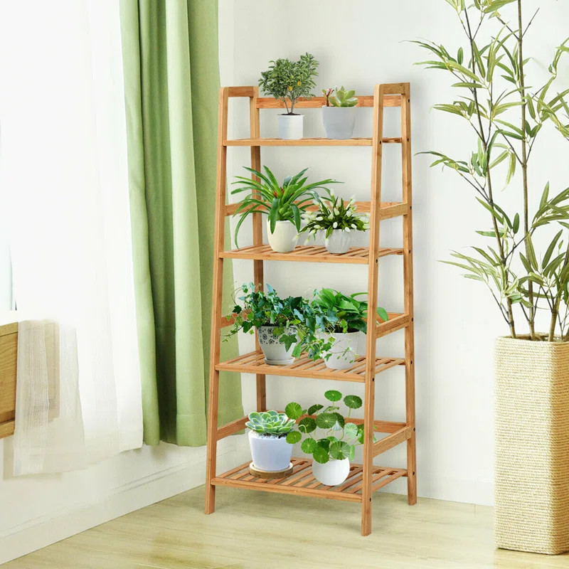 Deio 45'' H x 19'' W Wood Ladder Bookcase | Wayfair North America
