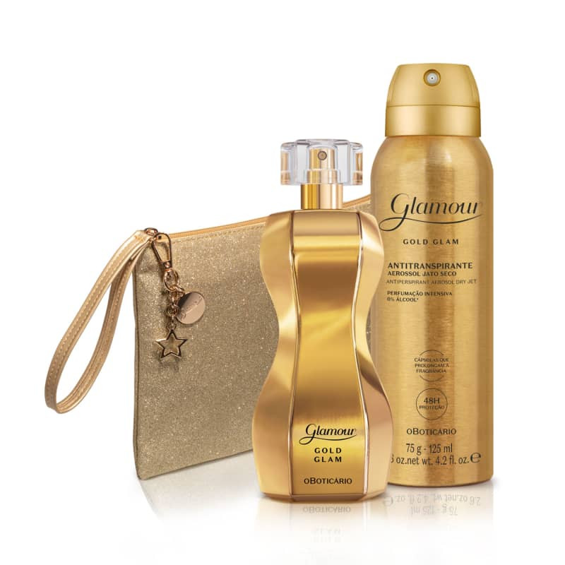 Combo Glamour Gold Glam: Desodorante Antitranspirante Aerossol 75g+ Desodorante Colônia 75ml + N... | oBoticario (BR)
