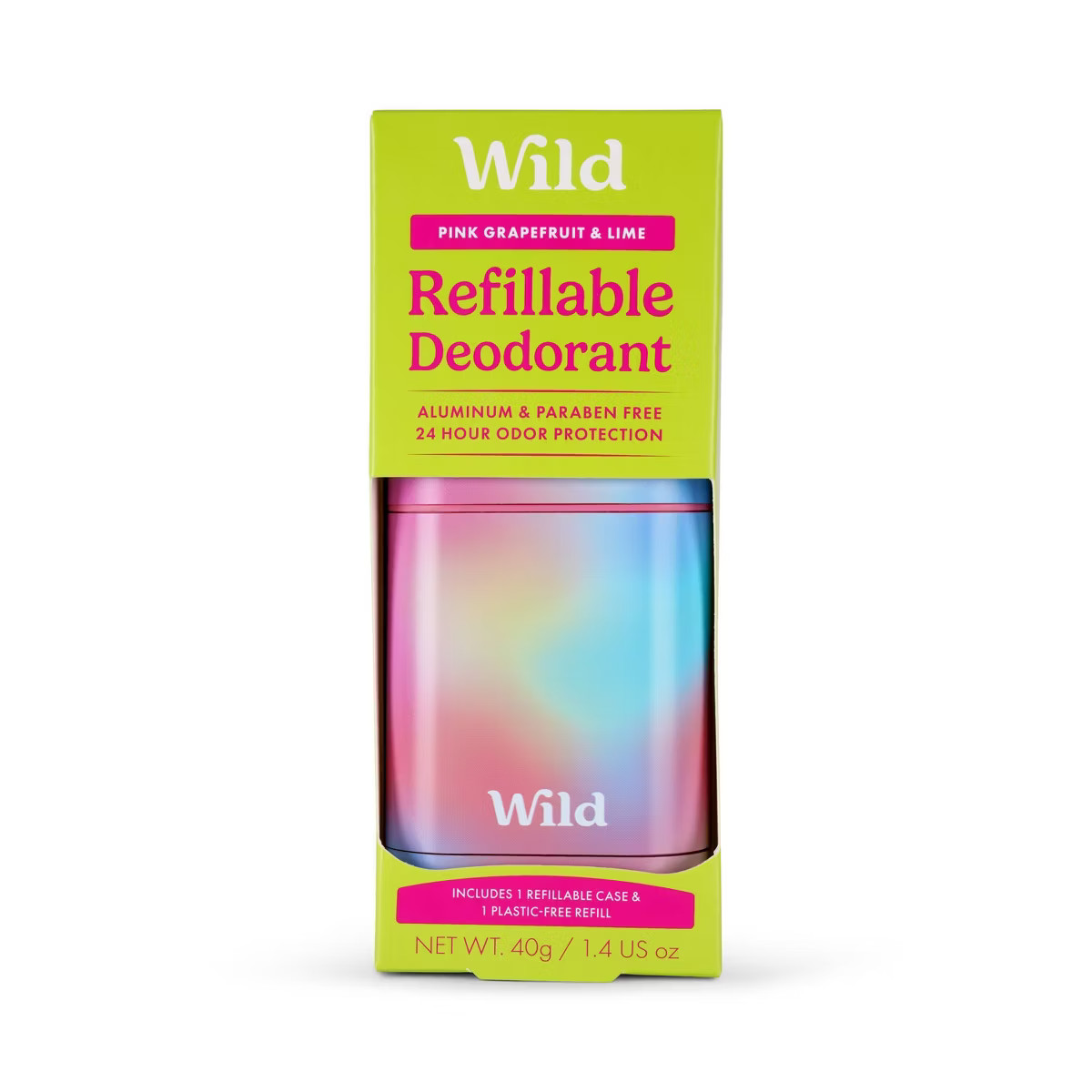 Wild Cosmetics - Refillable Ombre Case with Grapefruit & Lime - Aluminum Free Deodorant - Starter... | Target