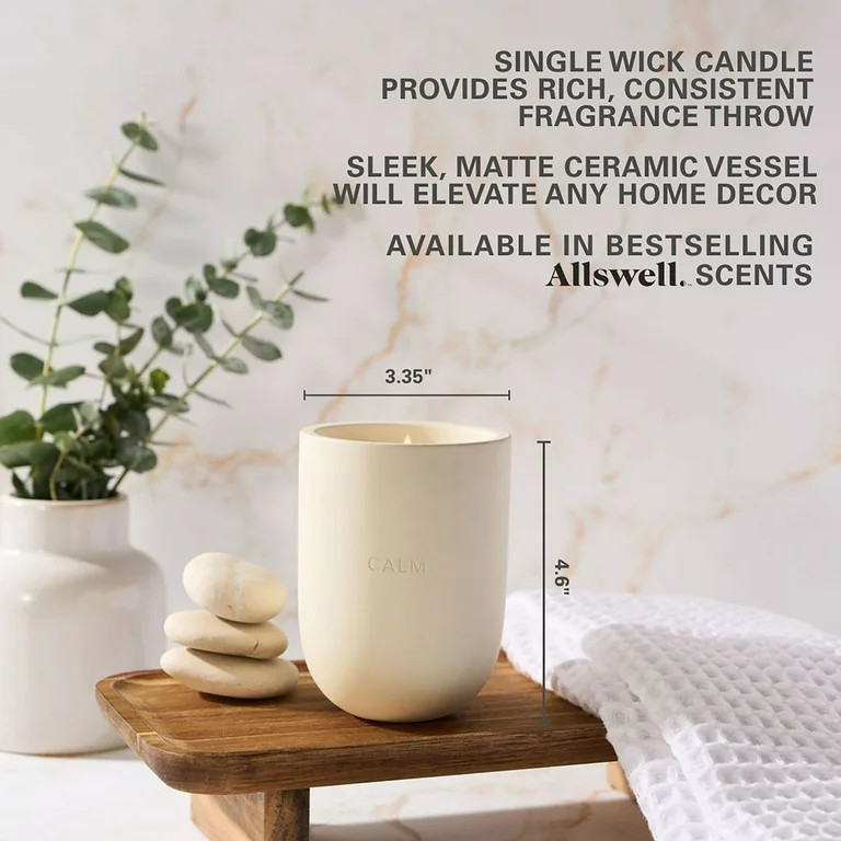 Allswell Calm Scented Ceramic Jar Spa Candle 10 oz., Coconut & Citrus & Amber, White | Walmart (US)