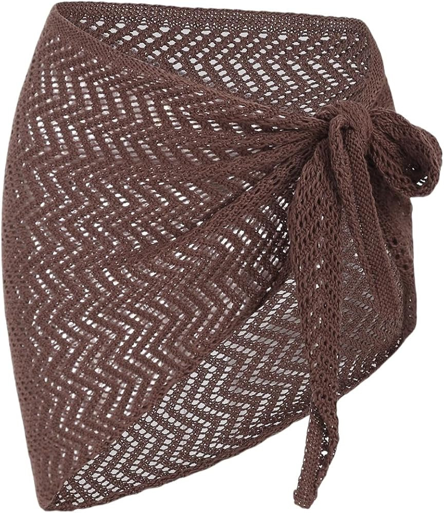 ZAFUL Sarong Coverups for Women Beach Vacation Fishnet See Thru Tie Side Bathing Suit Cover Up Mi... | Amazon (US)